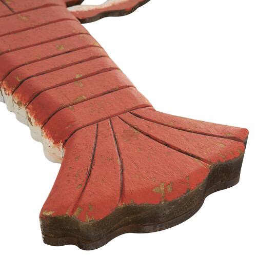 Red & Blue Wood Lobster Handmade Distressed Sculpture Set